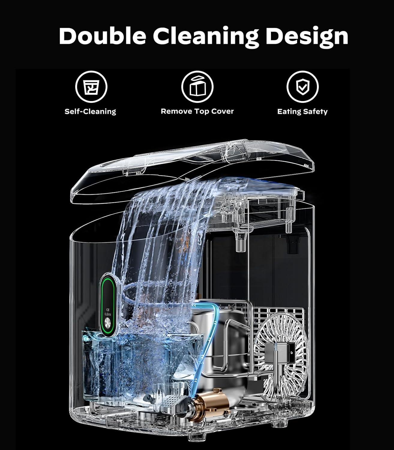 imageNugget Ice Maker Countertop Silonn Chewable Pellet Ice Machine with SelfCleanin Function 33lbs24H Portable Ice Makers for Home Kitchen Officce BlackGreenPRO