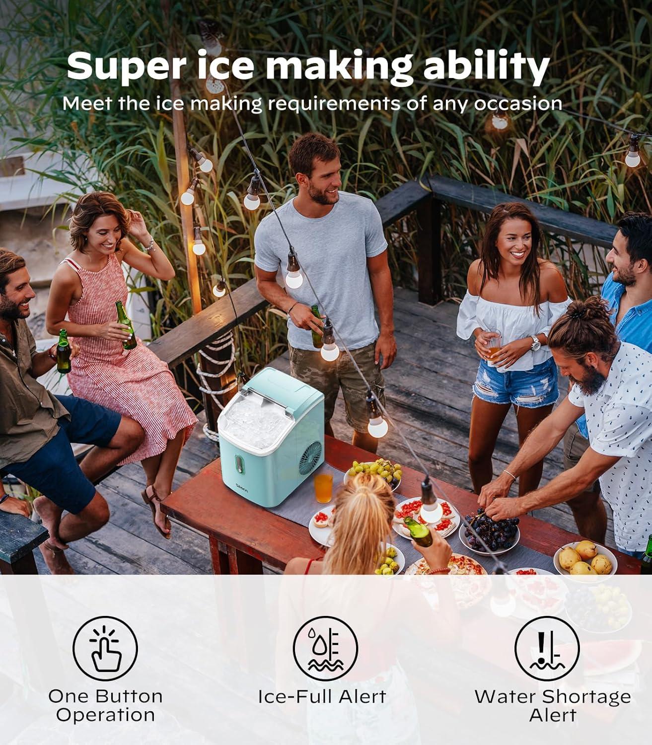 imageNugget Ice Maker Countertop Silonn Chewable Pellet Ice Machine with SelfCleanin Function 33lbs24H Portable Ice Makers for Home Kitchen Officce BlackGreenPRO
