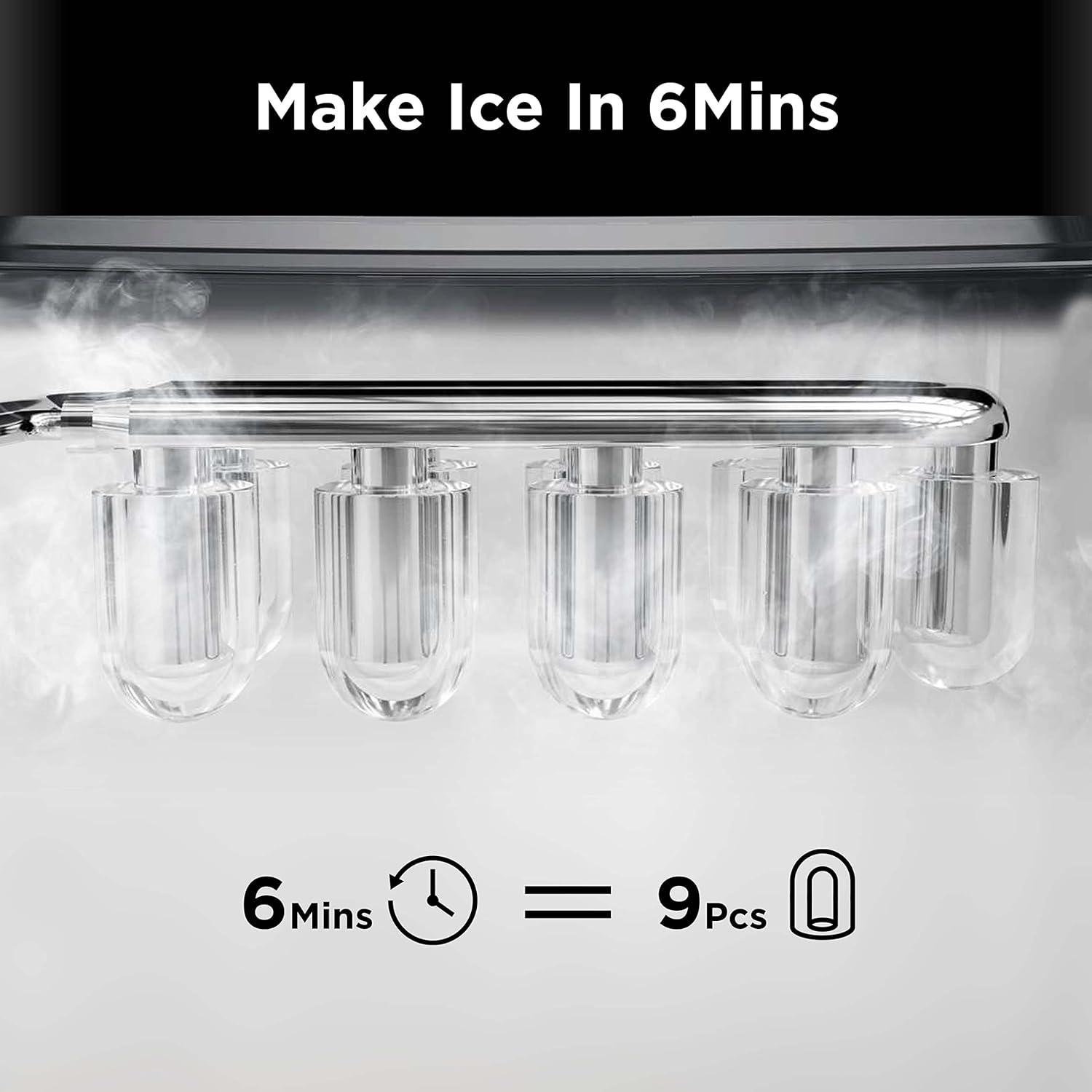 imageNugget Ice Maker Countertop Silonn Chewable Pellet Ice Machine with SelfCleanin Function 33lbs24H Portable Ice Makers for Home Kitchen Officce BlackObsidian