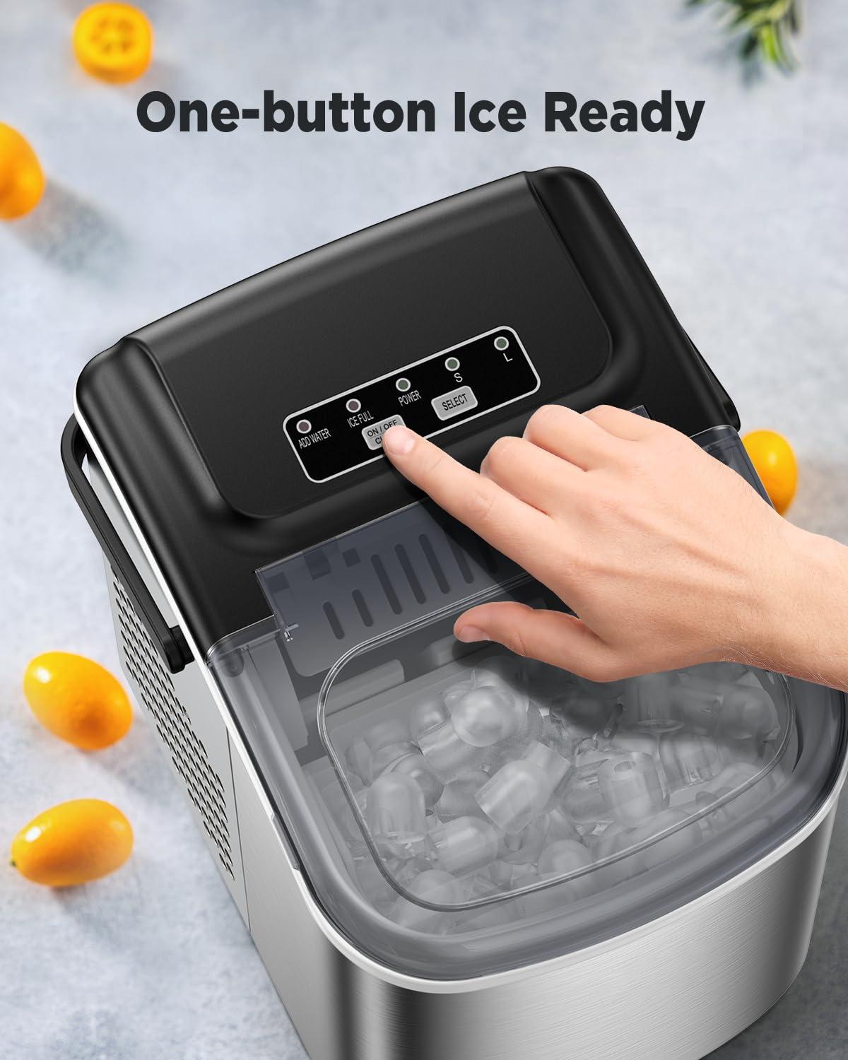 imageNugget Ice Maker Countertop Silonn Chewable Pellet Ice Machine with SelfCleanin Function 33lbs24H Portable Ice Makers for Home Kitchen Officce BlackSilverIM09