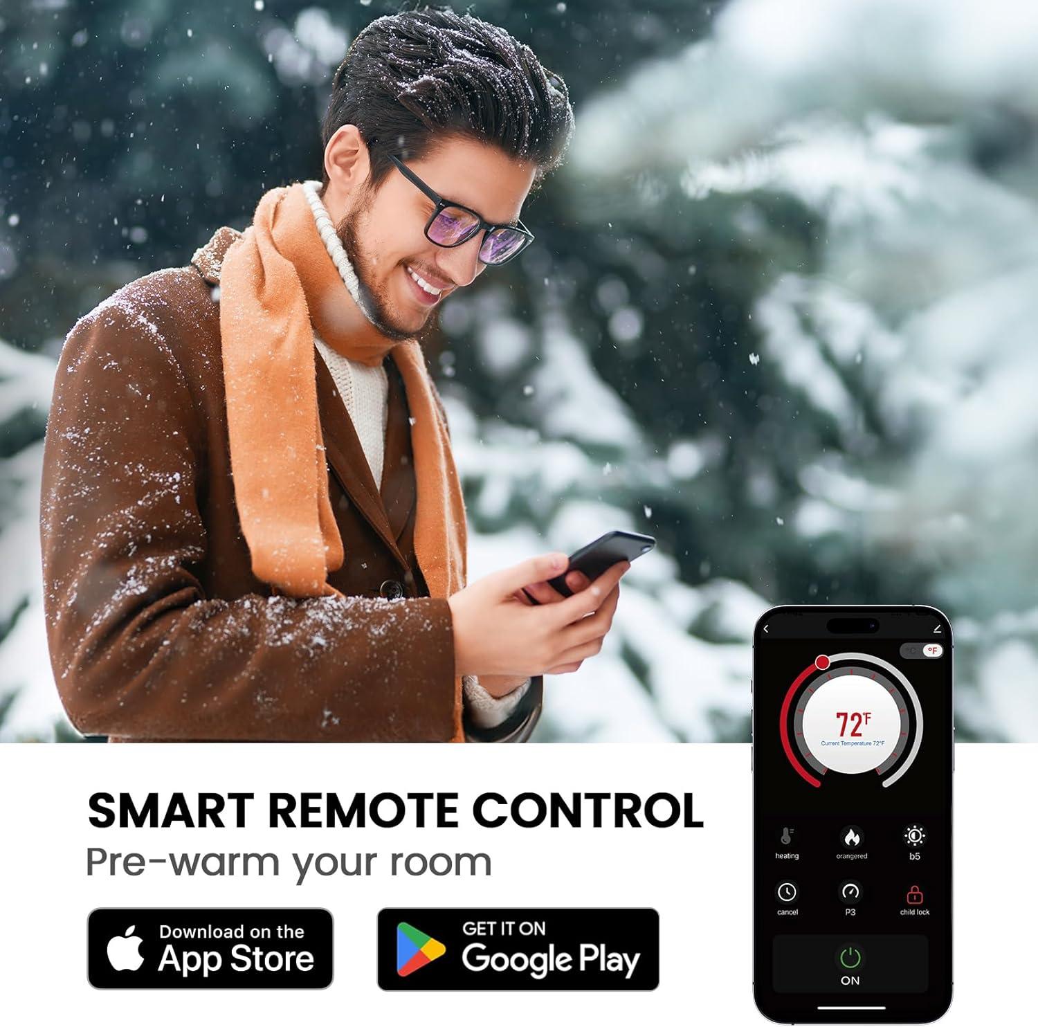 imageSilonn 60Smart Electric Fireplace Heater with App ampamp Remote Control 5300 BTU Heat Output UltraSlim WallMounted or Recessed Electric Fireplace Inserts with Timer 20 Flame ColorsWiFi EnabledBlack