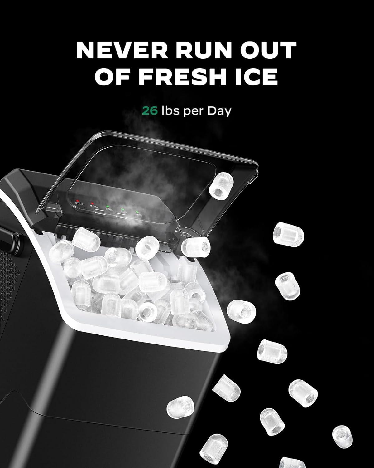 imageSilonn Countertop Ice Maker Machine 26 lbs per Day Fast Ice in 6 Minutes SelfCleaning Ice Maker Compact Countertop Ice Machine for Home KitchenOfficePartiesBlack