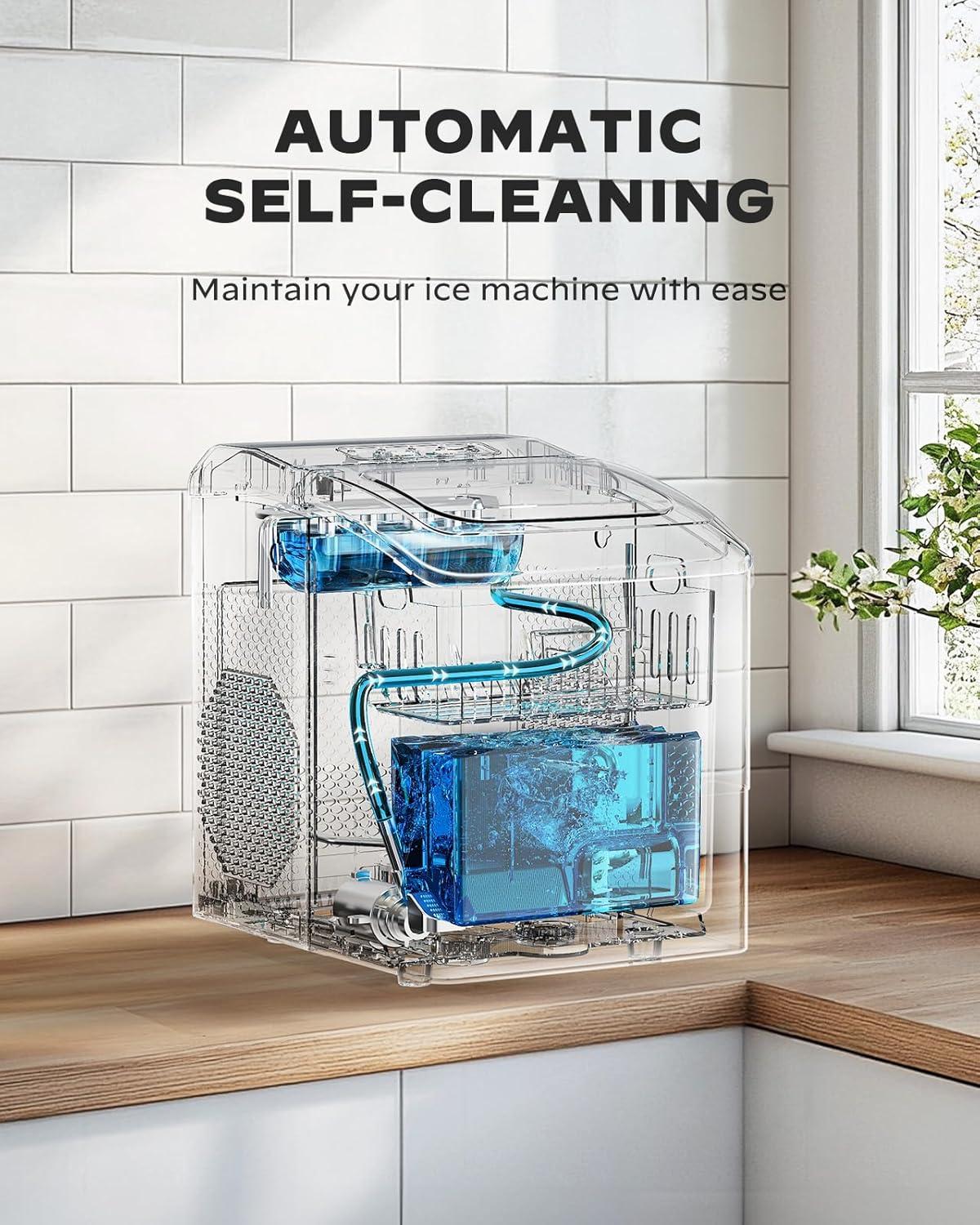 imageSilonn Countertop Ice Maker Machine 26 lbs per Day Fast Ice in 6 Minutes SelfCleaning Ice Maker Compact Countertop Ice Machine for Home KitchenOfficePartiesBlack