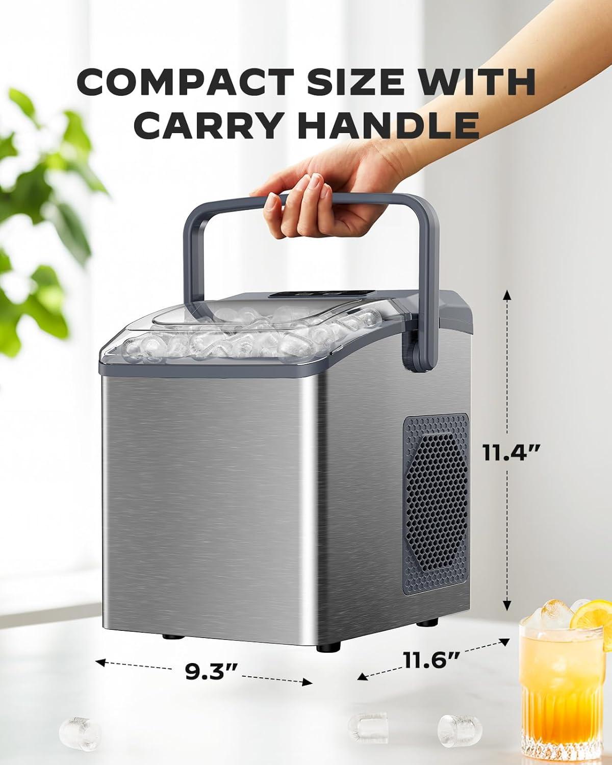 imageSilonn Countertop Ice Maker Machine 26 lbs per Day Fast Ice in 6 Minutes SelfCleaning Ice Maker Compact Countertop Ice Machine for Home KitchenOfficePartiesStainless SteelStainless Steel