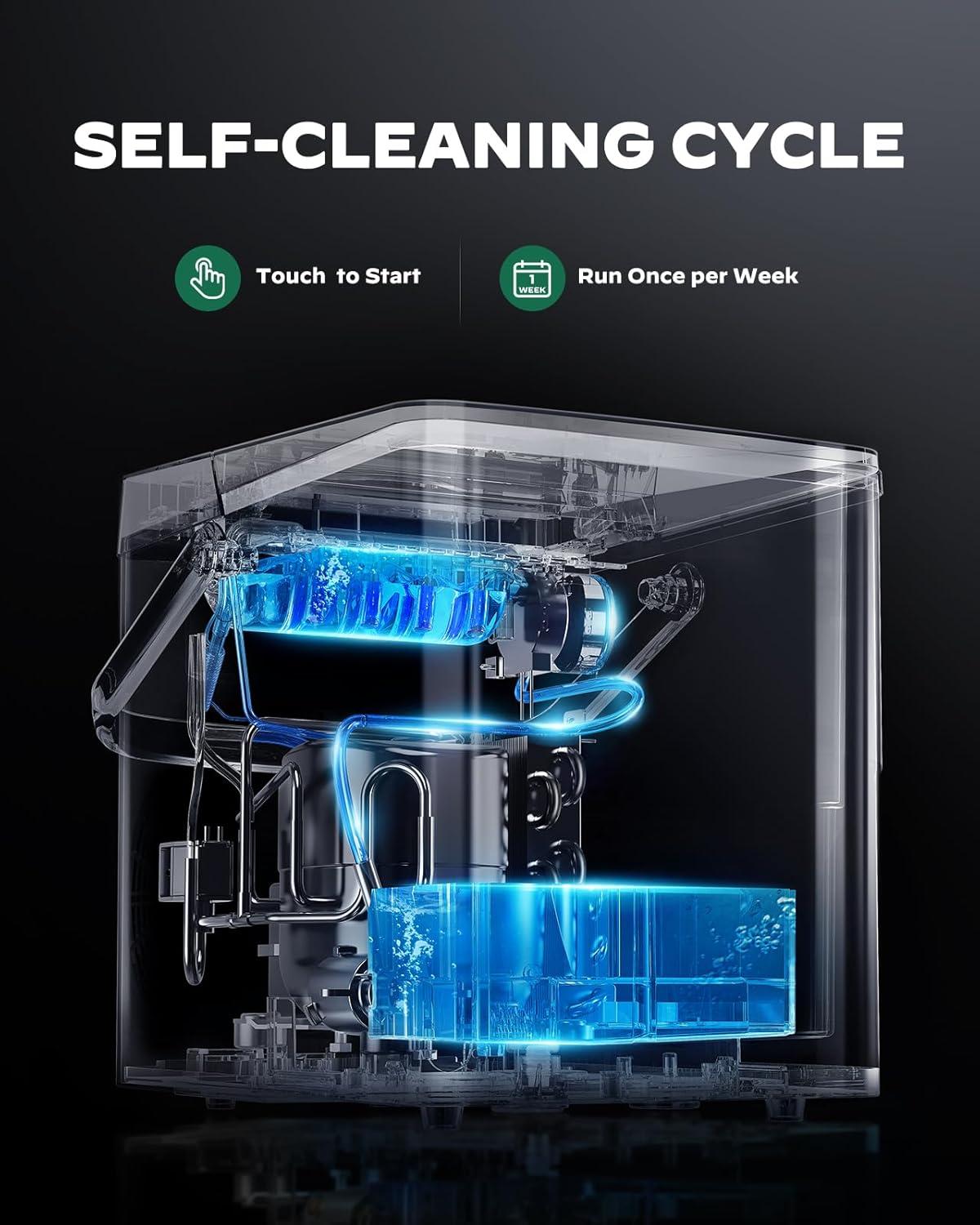 imageSilonn Countertop Ice Maker with Expanding Ice Basket 9 Cubes in 6 Mins 25L Ice Basket SelfCleaning Ice Maker with LED Touch Control 2 Bullet Ice Sizes for Home Kitchen OfficeBlack