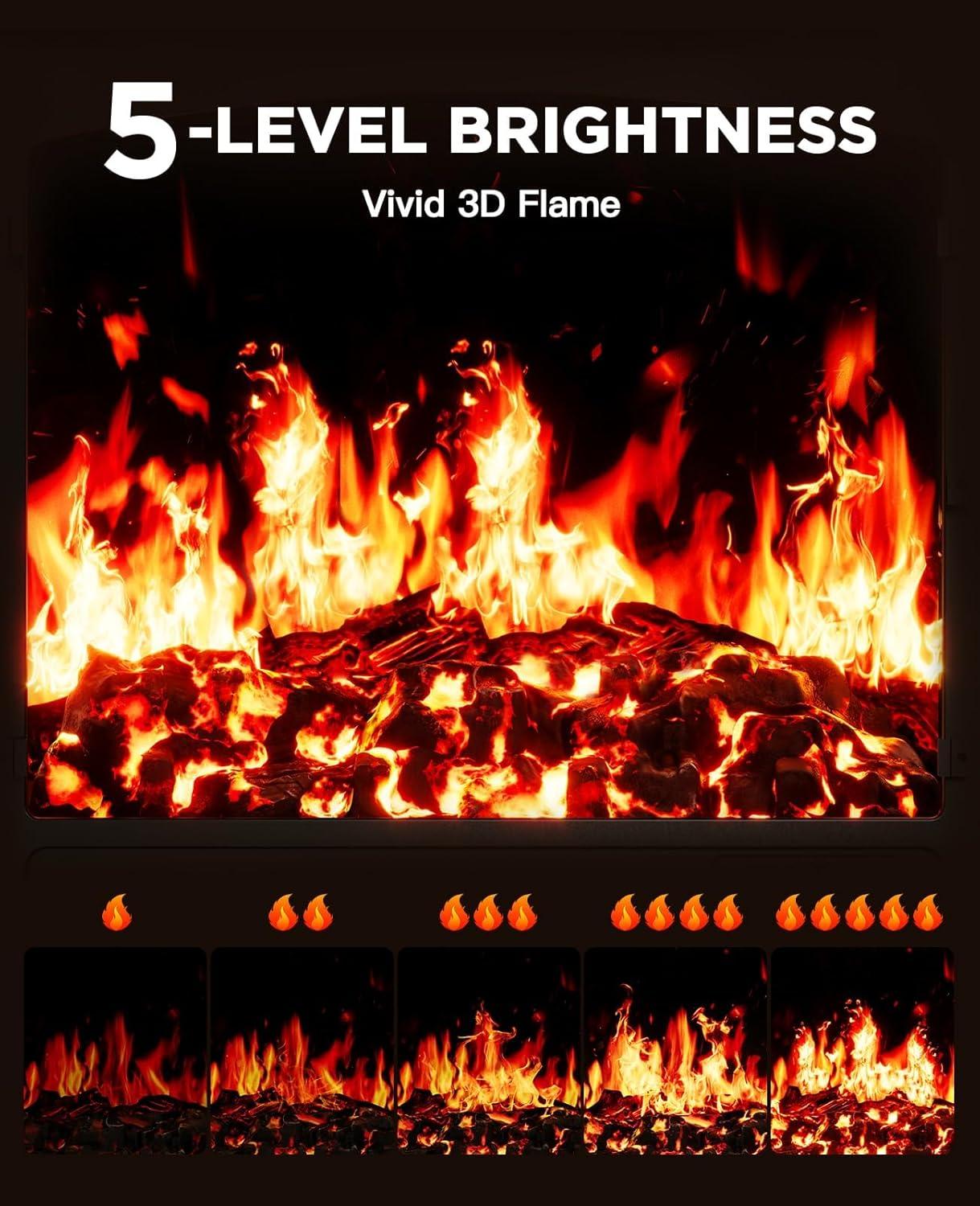 imageSilonn Electric Fireplace Heater Quick Heating Portable Fireplace with App ampamp Remote24 Electric Corner Fireplace Low Noise with 5 Brightness LevelsTemp Control ampamp Timer for Living RoomBedroomBlack24 Inch