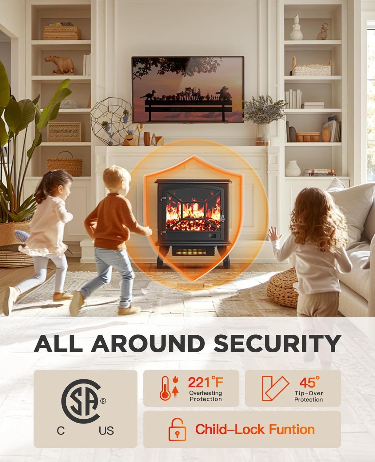 imageSilonn Electric Fireplace Heater Quick Heating Portable Fireplace with App ampamp Remote24 Electric Corner Fireplace Low Noise with 5 Brightness LevelsTemp Control ampamp Timer for Living RoomBedroomBlack24 Inch