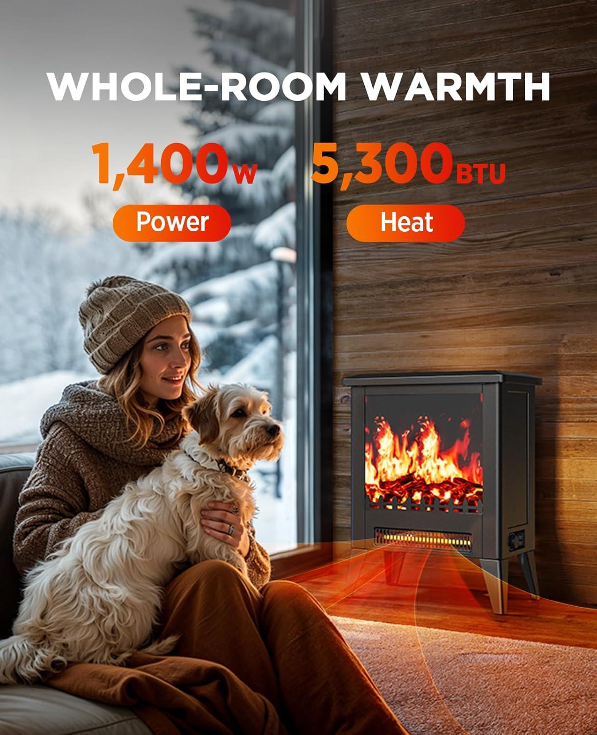 imageSilonn Electric Fireplace Heater Quick Heating Portable Low Noise Fireplace with Temp Control CSA Certified18 Electric Fire Place with Overheat Protection Function for Living Room Bedroom Black18 Inch