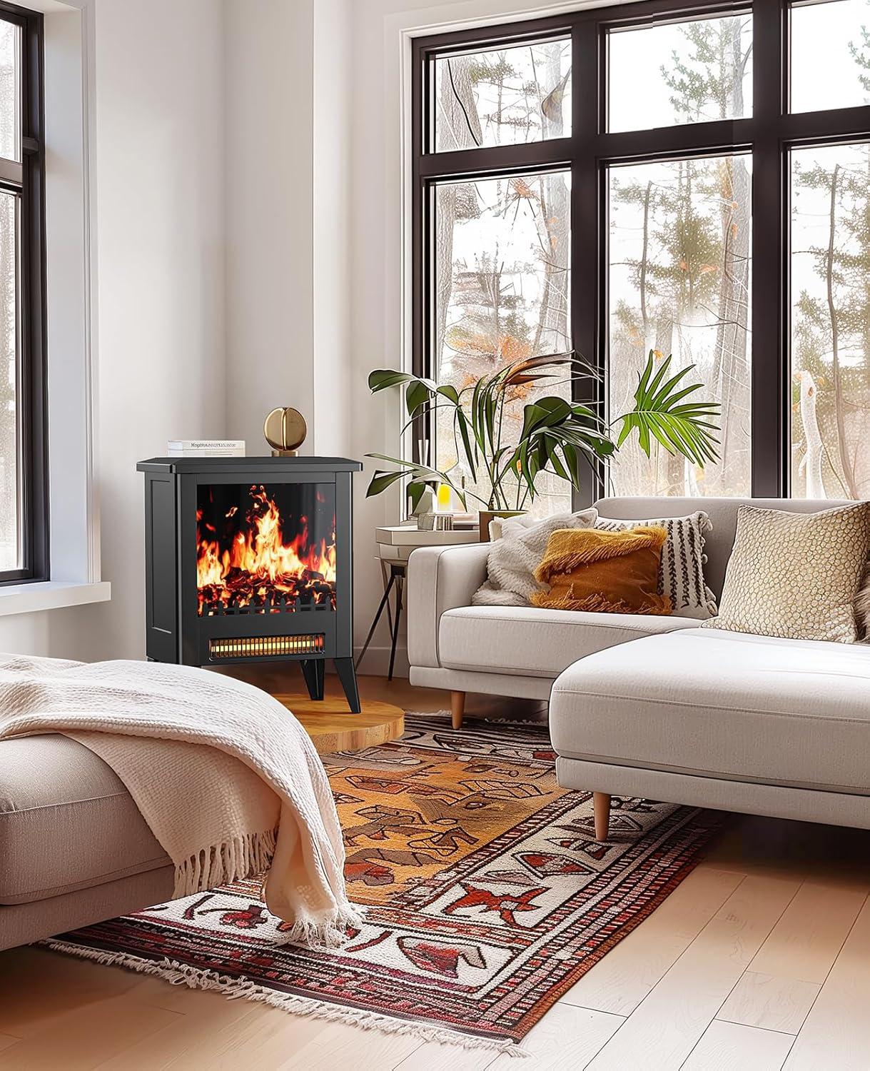 imageSilonn Electric Fireplace Heater Quick Heating Portable Low Noise Fireplace with Temp Control CSA Certified18 Electric Fire Place with Overheat Protection Function for Living Room Bedroom Black18 Inch