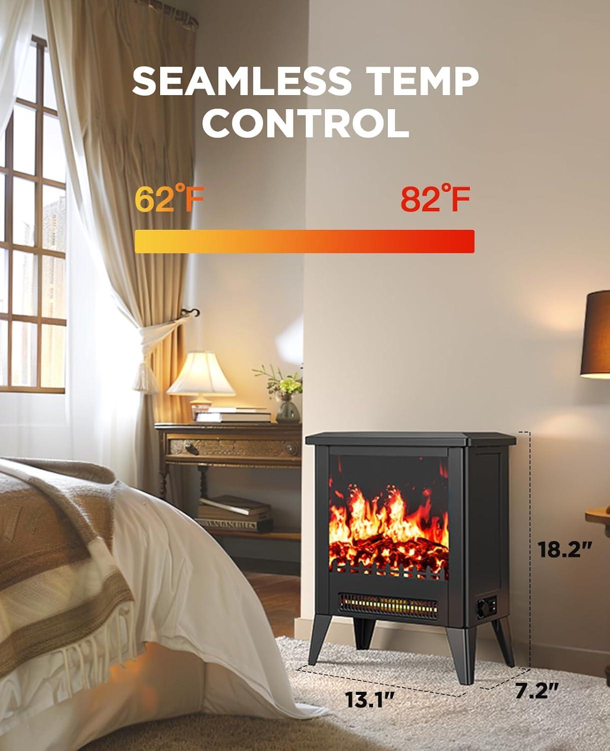 imageSilonn Electric Fireplace Heater Quick Heating Portable Low Noise Fireplace with Temp Control CSA Certified18 Electric Fire Place with Overheat Protection Function for Living Room Bedroom Black18 Inch