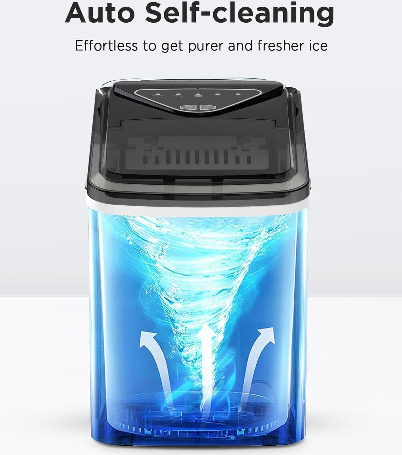 imageSilonn Ice Maker Countertop 9 Cubes Ready in 6 Mins 26lbs in 24Hrs SelfCleaning Ice Machine with Ice Scoop and Basket 2 Sizes of Bullet Ice for Home Kitchen Office Bar PartyBlacktransparent