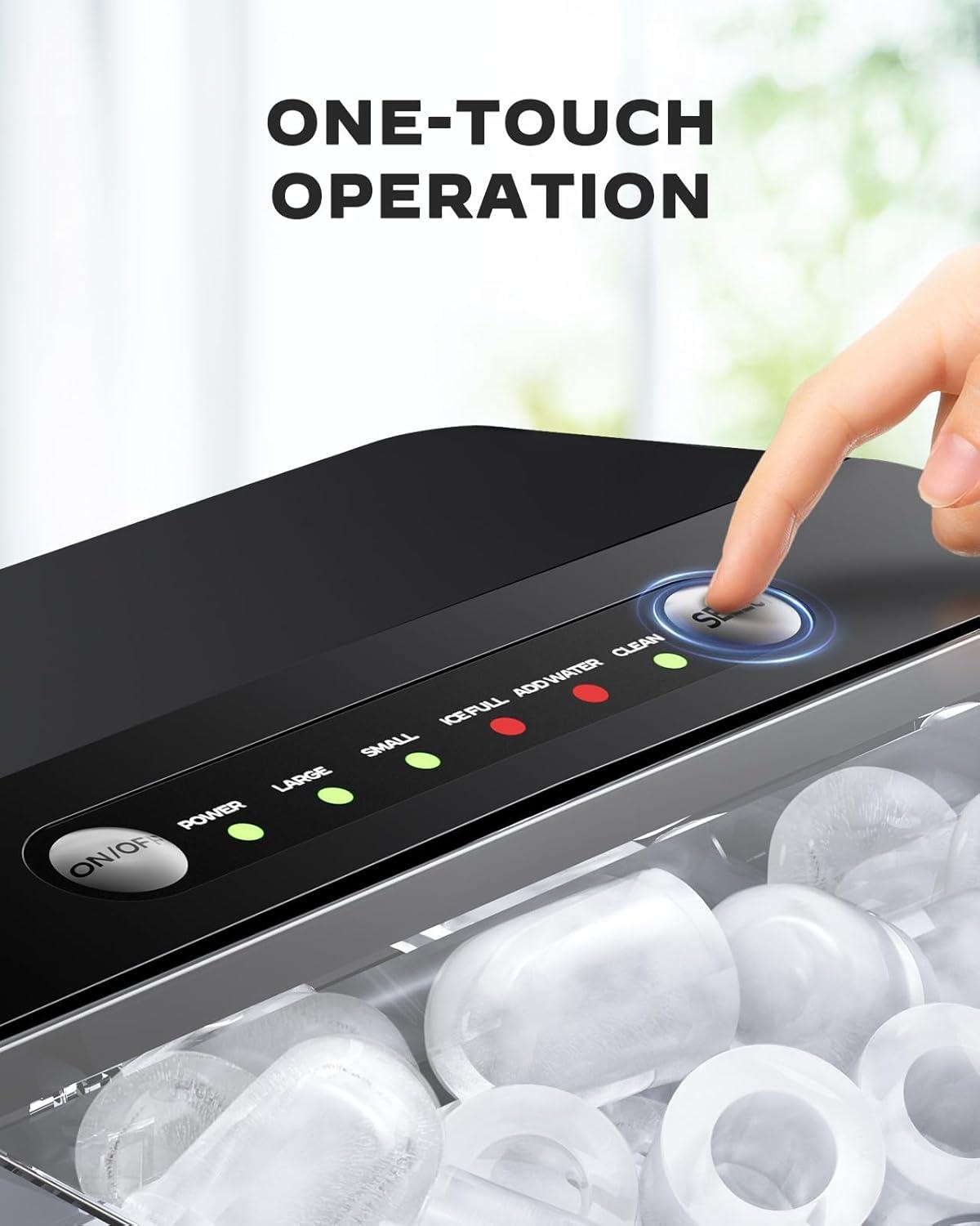 imageSilonn Ice Maker Countertop 9 Cubes Ready in 6 Mins 26lbs in 24Hrs SelfCleaning Ice Machine with Ice Scoop and Basket 2 Sizes of Bullet Ice for Home Kitchen Office Bar PartyUpgrade Black