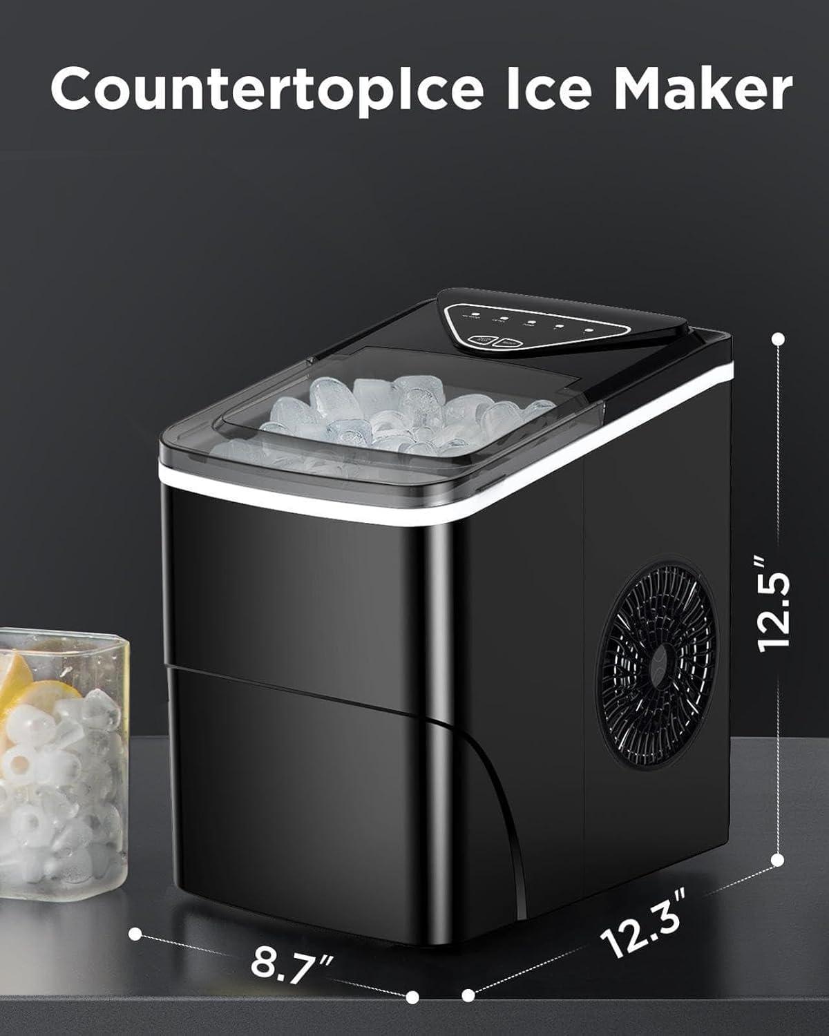 imageSilonn Ice Maker Countertop 9 Cubes Ready in 6 Mins 26lbs in 24Hrs SelfCleaning Ice Machine with Ice Scoop and Basket 2 Sizes of Bullet Ice for Home Kitchen Office Bar PartyBlacktransparent