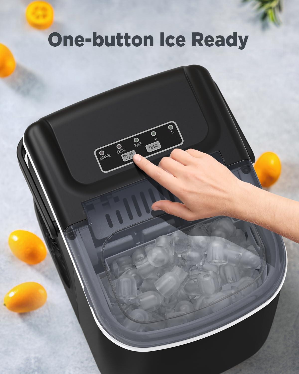 imageSilonn Ice Maker Countertop 9 Cubes Ready in 6 Mins 26lbs in 24Hrs SelfCleaning Ice Machine with Ice Scoop and Basket 2 Sizes of Bullet Ice for Home Kitchen Office Bar PartyDark