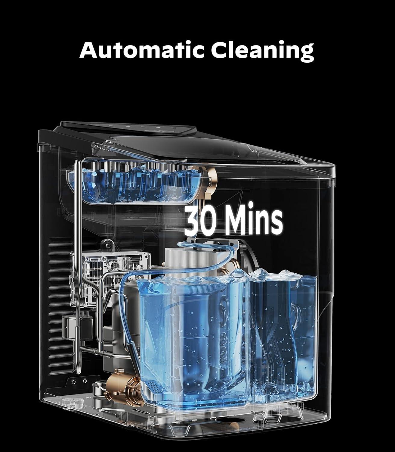 imageSilonn Ice Maker Countertop 9 Cubes Ready in 6 Mins 26lbs in 24Hrs SelfCleaning Ice Machine with Ice Scoop and Basket 2 Sizes of Bullet Ice for Home Kitchen Office Bar PartyBlackAPP
