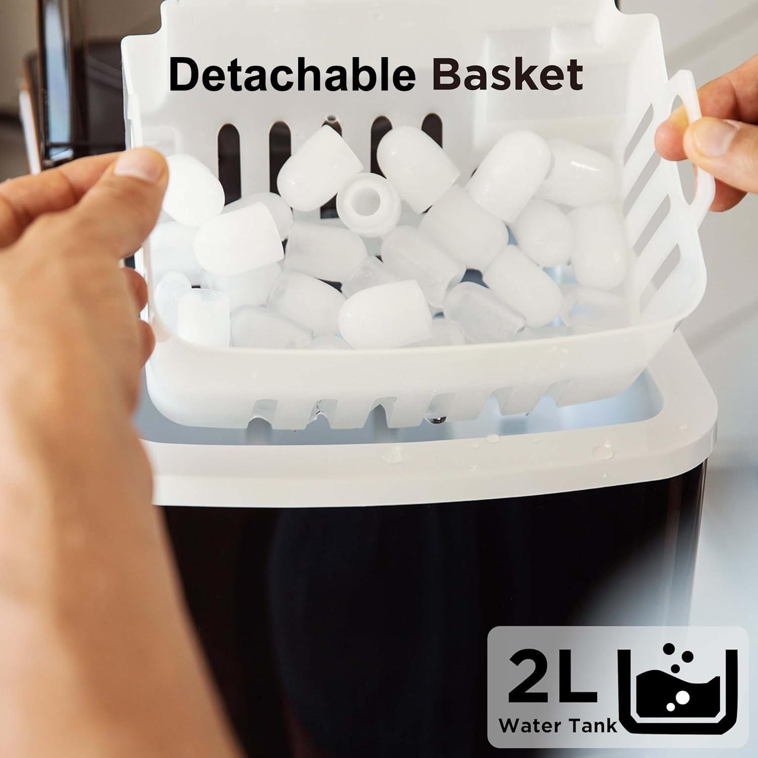 imageSilonn Ice Maker Countertop 9 Cubes Ready in 6 Mins 26lbs in 24Hrs SelfCleaning Ice Machine with Ice Scoop and Basket 2 Sizes of Bullet Ice for Home Kitchen Office Bar PartyBlack