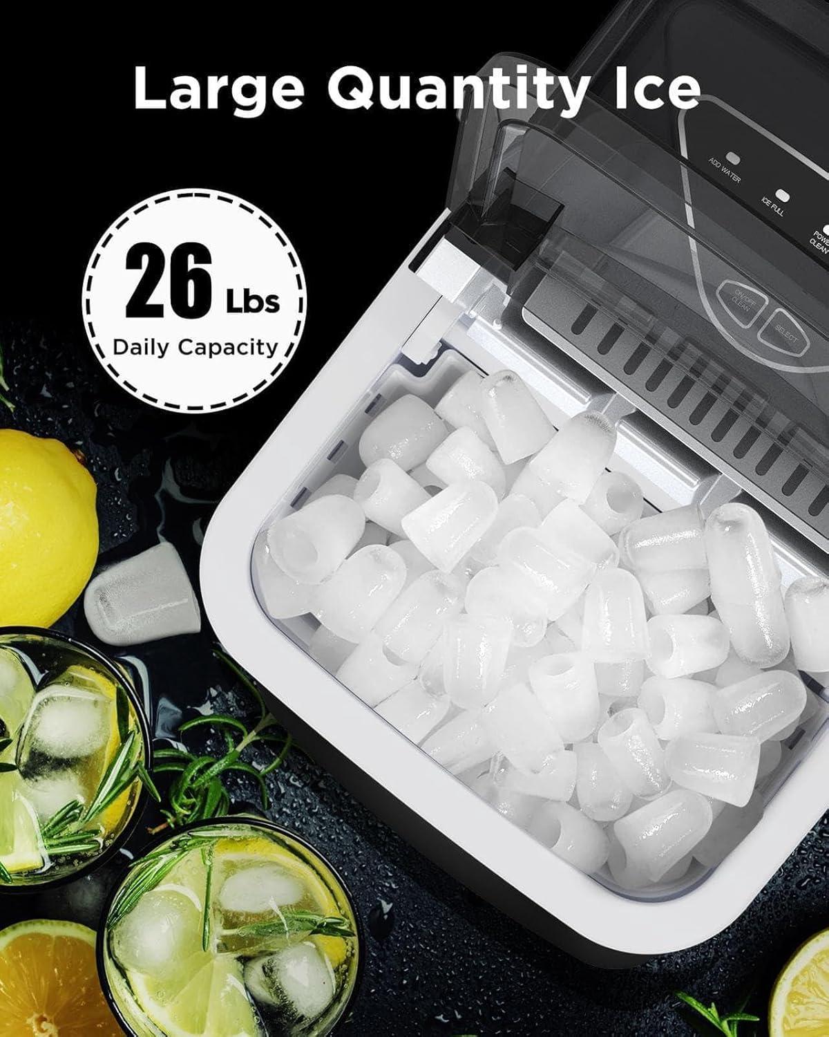 imageSilonn Ice Maker Countertop 9 Cubes Ready in 6 Mins 26lbs in 24Hrs SelfCleaning Ice Machine with Ice Scoop and Basket 2 Sizes of Bullet Ice for Home Kitchen Office Bar PartyBlacktransparent