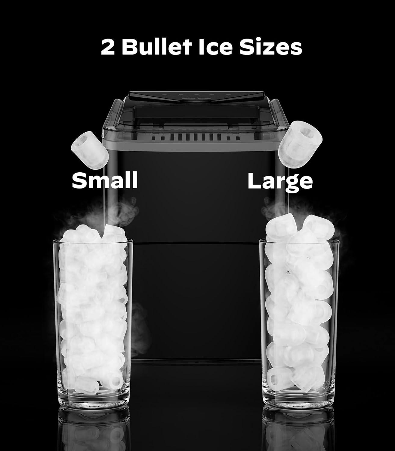 imageSilonn Ice Maker Countertop 9 Cubes Ready in 6 Mins 26lbs in 24Hrs SelfCleaning Ice Machine with Ice Scoop and Basket 2 Sizes of Bullet Ice for Home Kitchen Office Bar PartyBlackAPP