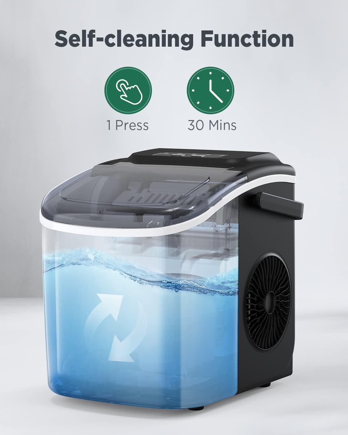 imageSilonn Ice Maker Countertop Portable Ice Machine with Carry Handle SelfCleaning Ice Makers with Basket and Scoop 9 Cubes in 6 Mins 26 lbs per Day Ideal for Home Kitchen Camping RVDark
