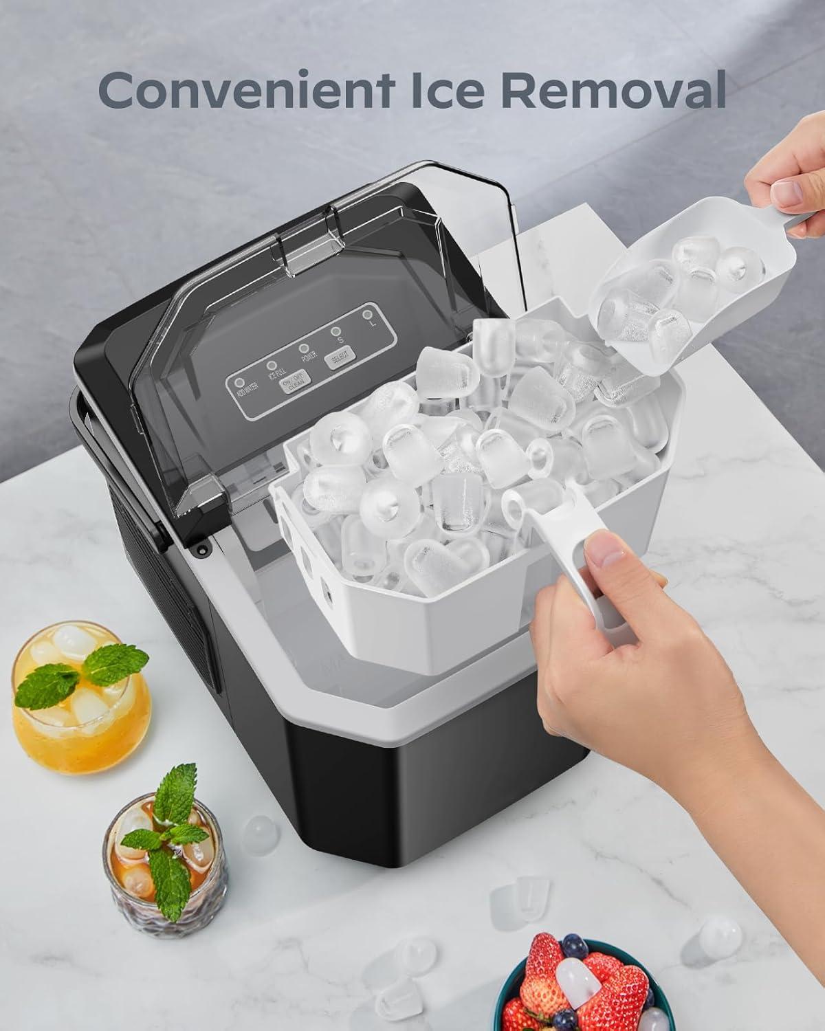 imageSilonn Ice Maker Countertop Portable Ice Machine with Carry Handle SelfCleaning Ice Makers with Basket and Scoop 9 Cubes in 6 Mins 26 lbs per Day Ideal for Home Kitchen Camping RVBlack