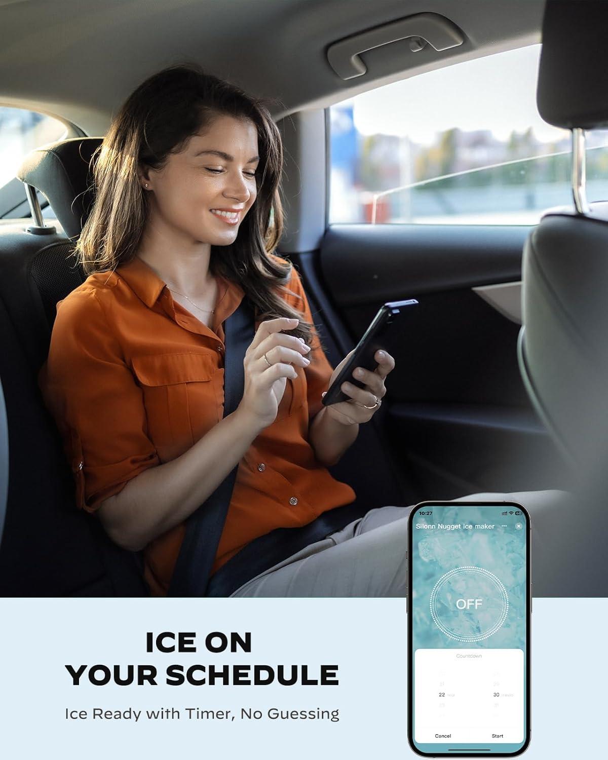 imageSilonn Ice Maker Countertop Portable Ice Machine with Carry Handle SelfCleaning Ice Makers with Basket and Scoop 9 Cubes in 6 Mins 26 lbs per Day Ideal for Home Kitchen Camping RVSmart Controlled