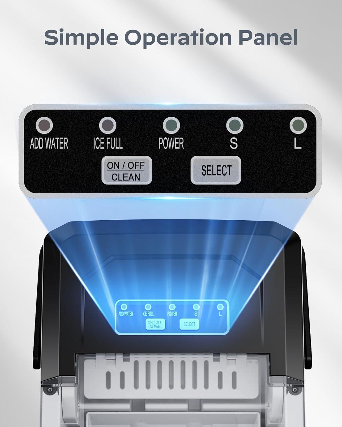 imageSilonn Ice Maker Countertop Portable Ice Machine with Carry Handle SelfCleaning Ice Makers with Basket and Scoop 9 Cubes in 6 Mins 26 lbs per Day Ideal for Home Kitchen Camping RVSilver