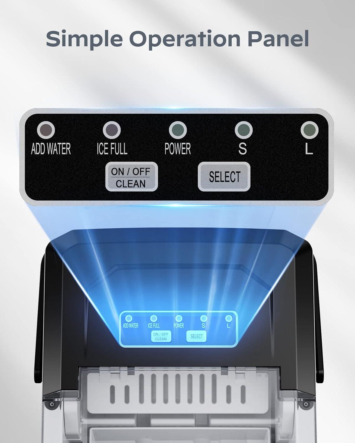 imageSilonn Ice Maker Countertop Portable Ice Machine with Carry Handle SelfCleaning Ice Makers with Basket and Scoop 9 Cubes in 6 Mins 26 lbs per Day Ideal for Home Kitchen Camping RVBlack21V