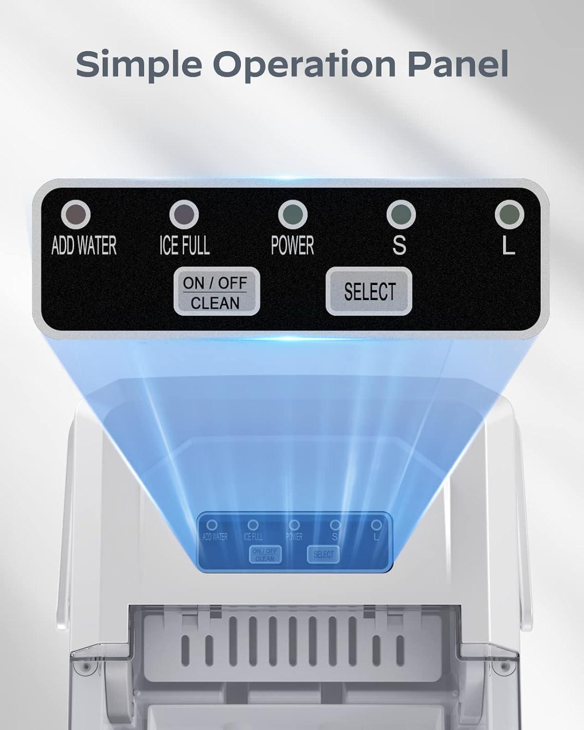 imageSilonn Ice Maker Countertop Portable Ice Machine with Carry Handle SelfCleaning Ice Makers with Basket and Scoop 9 Cubes in 6 Mins 26 lbs per Day Ideal for Home Kitchen Camping RVMoonlight White