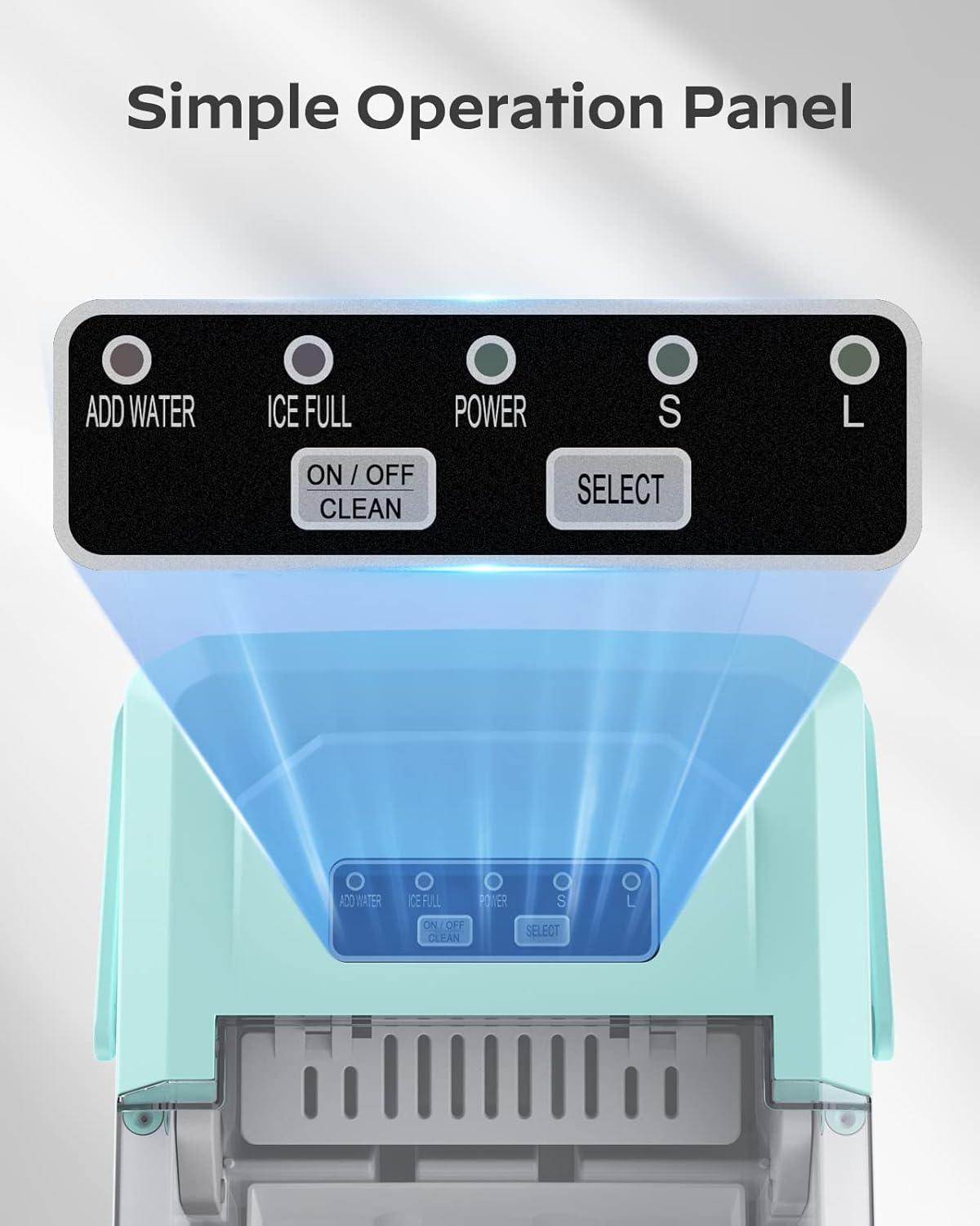 imageSilonn Ice Maker Countertop Portable Ice Machine with Carry Handle SelfCleaning Ice Makers with Basket and Scoop 9 Cubes in 6 Mins 26 lbs per Day Ideal for Home Kitchen Camping RVLight Green