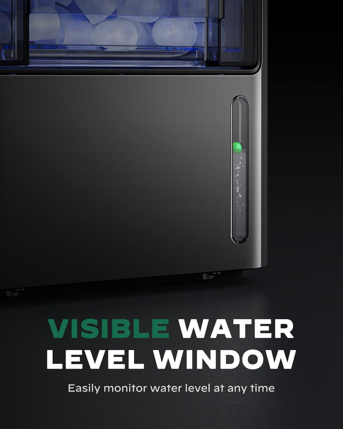 imageSilonn Ice Maker Coutertop Machine  Portable Ice Cube Maker 20lbs of Bullet Ice per Day 6 ice Cubes in 6 Mins Visible Water Level Window Stainless Steel Ideal for Kitchen Office CampingBlack