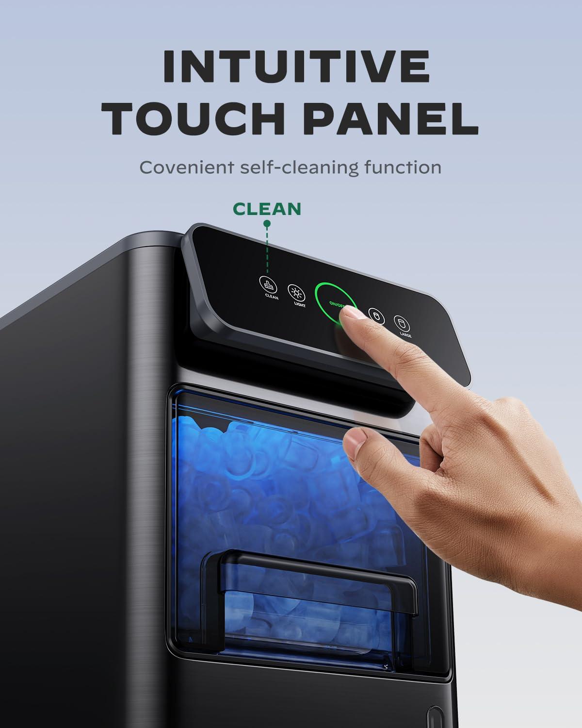 imageSilonn Ice Maker Coutertop Machine  Portable Ice Cube Maker 20lbs of Bullet Ice per Day 6 ice Cubes in 6 Mins Visible Water Level Window Stainless Steel Ideal for Kitchen Office CampingBlack