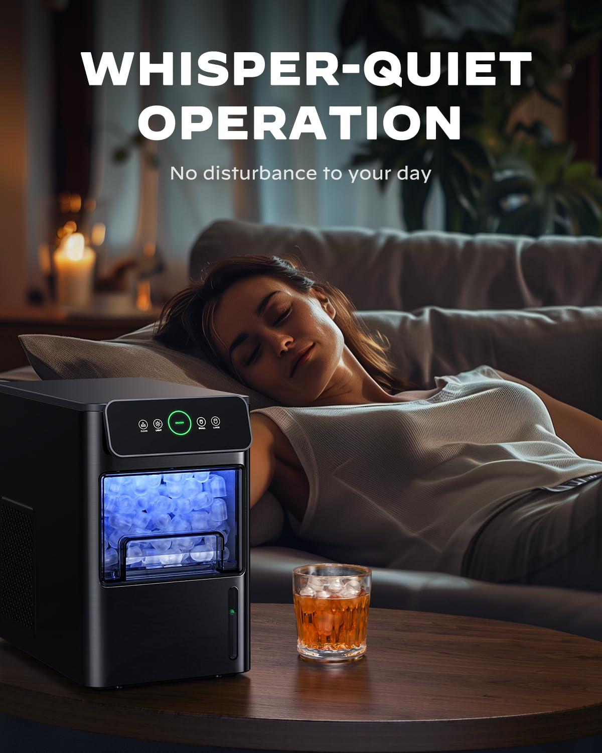 imageSilonn Ice Maker Coutertop Machine  Portable Ice Cube Maker 20lbs of Bullet Ice per Day 6 ice Cubes in 6 Mins Visible Water Level Window Stainless Steel Ideal for Kitchen Office CampingBlack