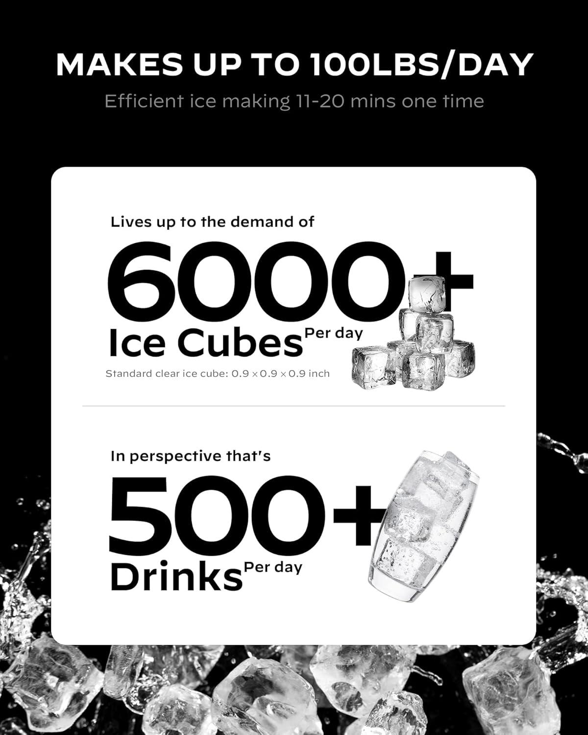 imageSilonn Ice Makers Countertop 44lbs Per Day 2 Ways to Add Water Auto SelfCleaning Stainless Steel Ice Machine for Home Office Bar PartyStainless Steel100lbs