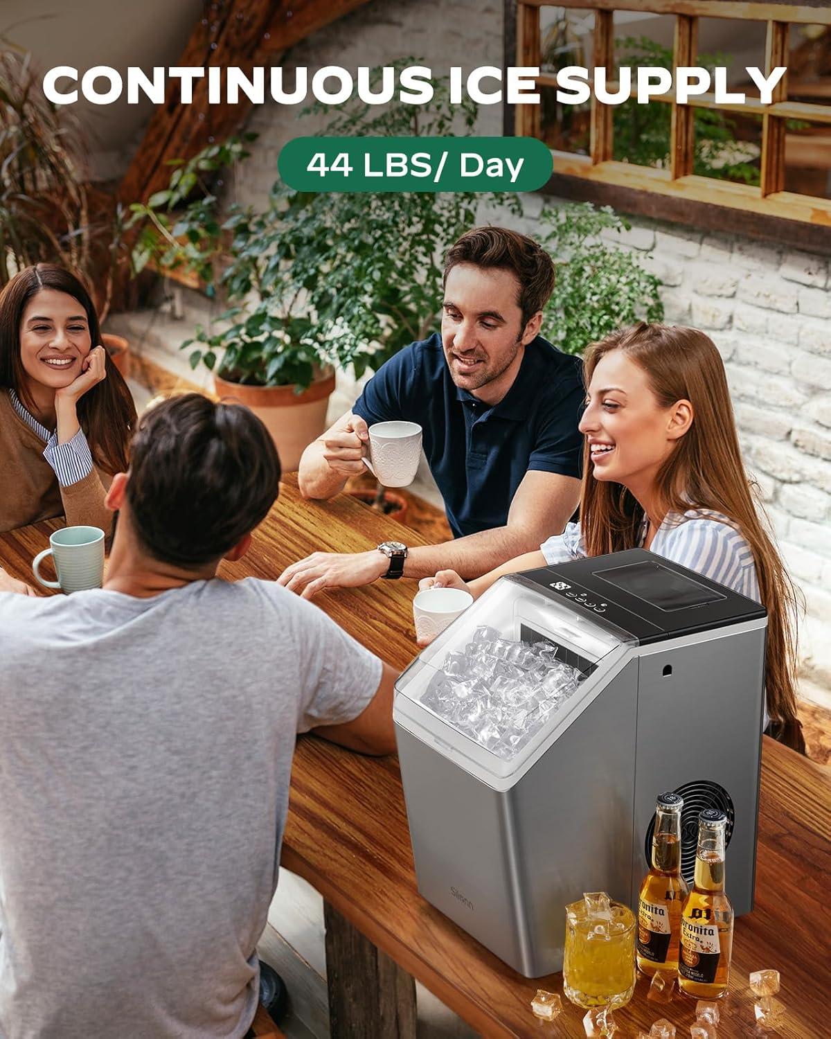 imageSilonn Ice Makers Countertop 44lbs Per Day 2 Ways to Add Water Auto SelfCleaning Stainless Steel Ice Machine for Home Office Bar PartyStainless SteelPRO