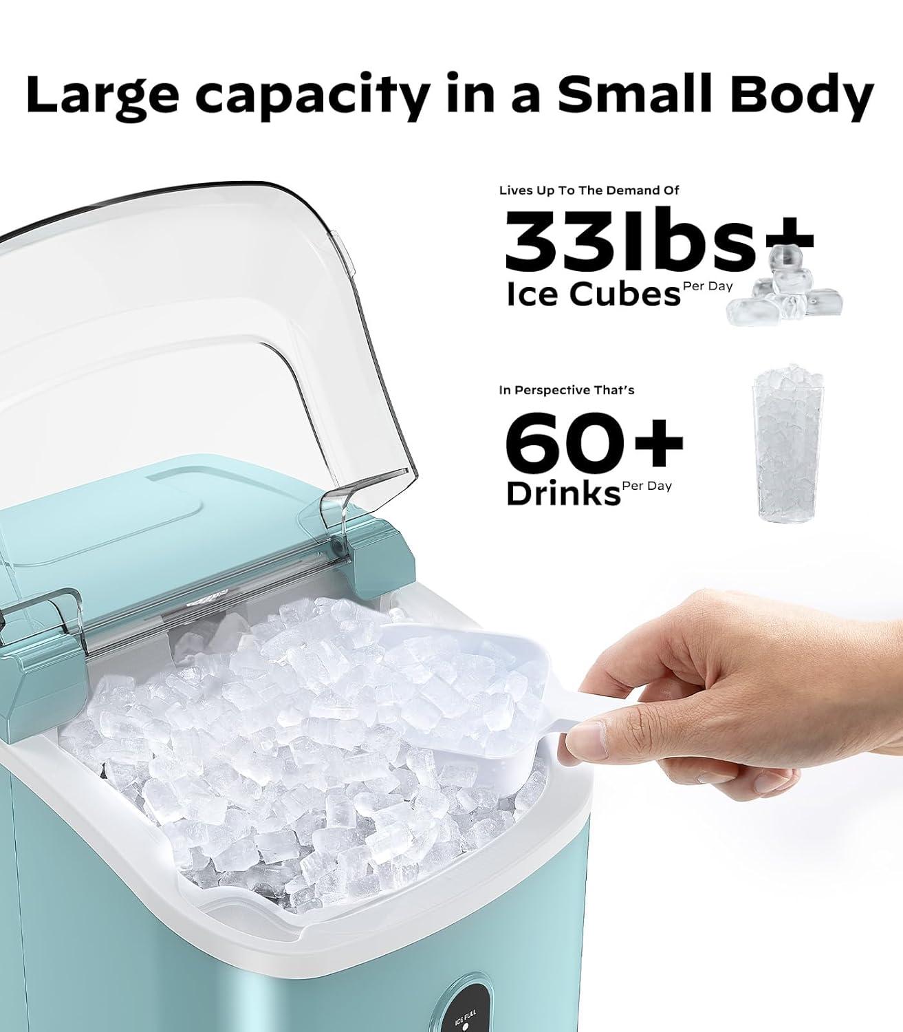 imageSilonn Ice Makers Countertop 9 Cubes Ready in 6 Mins 26lbs in 24Hrs SelfCleaning Ice Machine with Ice Scoop and Basket 2 Sizes of Bullet Ice for Home Kitchen Office PartyGreen