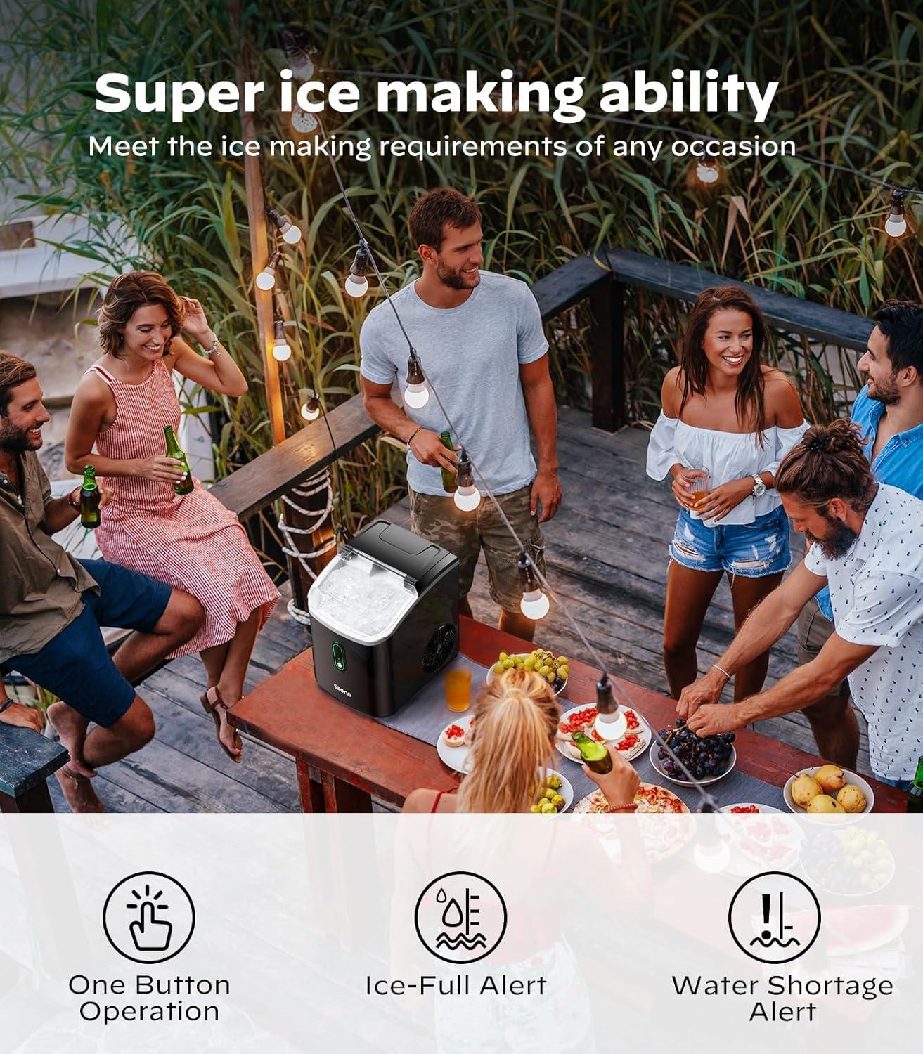 imageSilonn Ice Makers Countertop 9 Cubes Ready in 6 Mins 26lbs in 24Hrs SelfCleaning Ice Machine with Ice Scoop and Basket 2 Sizes of Bullet Ice for Home Kitchen Office PartyBlackPRO