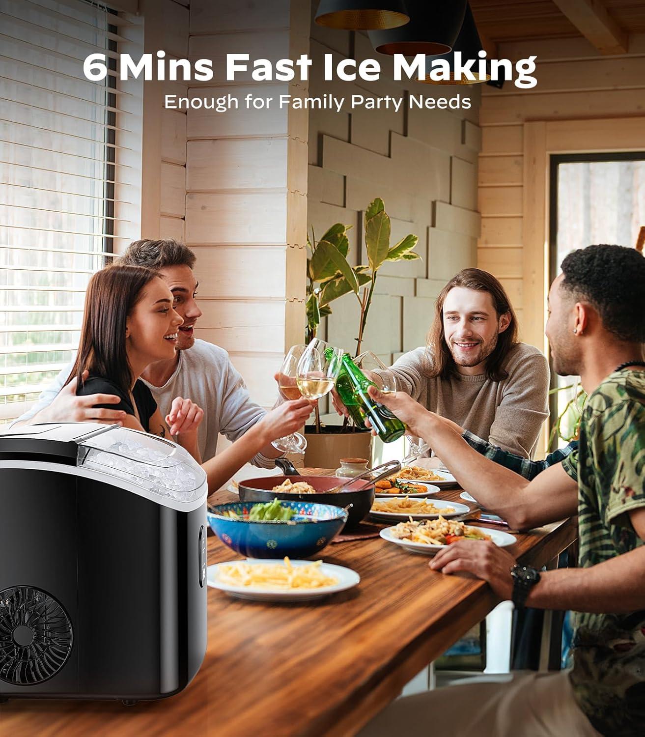 imageSilonn Ice Makers Countertop 9 Cubes Ready in 6 Mins 26lbs in 24Hrs SelfCleaning Ice Machine with Ice Scoop and Basket 2 Sizes of Bullet Ice for Home Kitchen Office PartyBlacktransparent