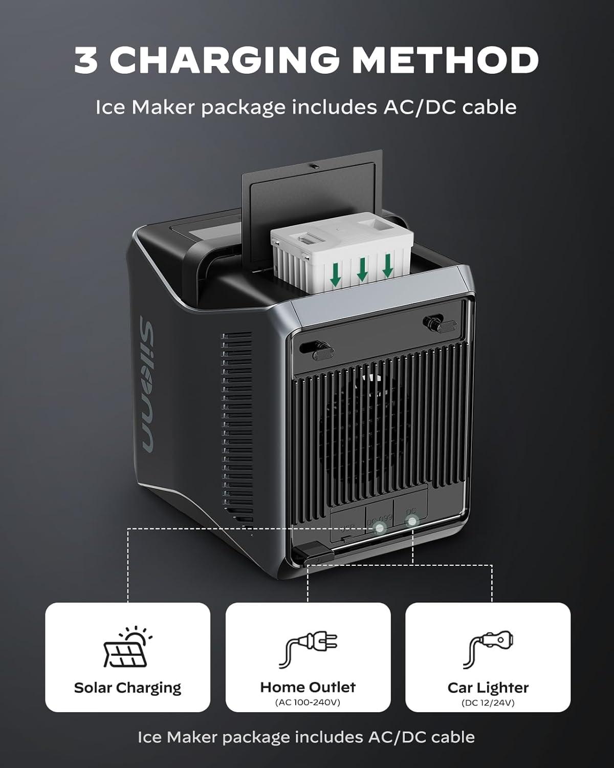 imageSilonn Ice Makers Countertop 9 Cubes Ready in 6 Mins 26lbs in 24Hrs SelfCleaning Ice Machine with Ice Scoop and Basket 2 Sizes of Bullet Ice for Home Kitchen Office PartyGrey