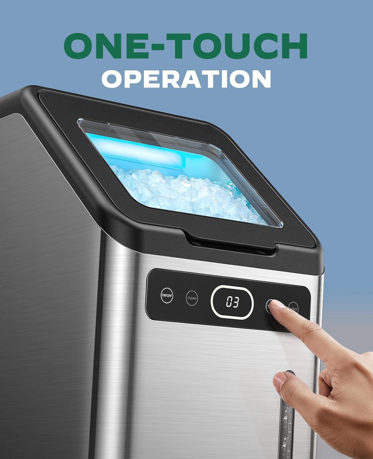 imageSilonn Nugget Ice Maker  Timer Ice Machine with SelfCleaning 44lbs per Day Pebble Ice Maker with Soft Chewable Ice OneClick Operation Ice Machine for Home Kitchen OfficeSilver