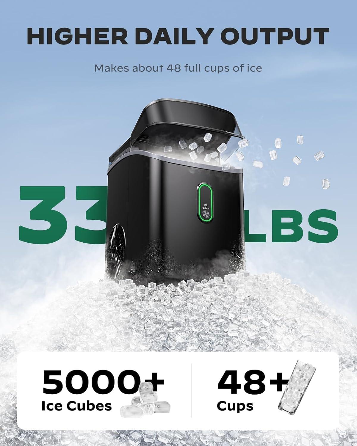 imageSilonn Nugget Ice Maker Countertop Pebble Ice Maker with Soft Chewable Ice OneClick Operation Ice Machine with SelfCleaning 33lbs24H for HomeKitchenOfficeBlack