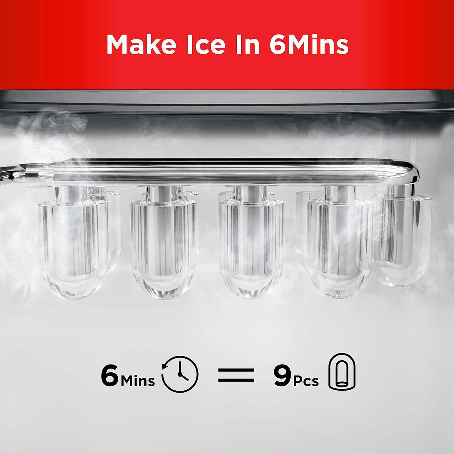 imageSilonn Nugget Ice Maker Countertop Pebble Ice Maker with Soft Chewable Ice OneClick Operation Ice Machine with SelfCleaning 33lbs24H for HomeKitchenOfficeRed