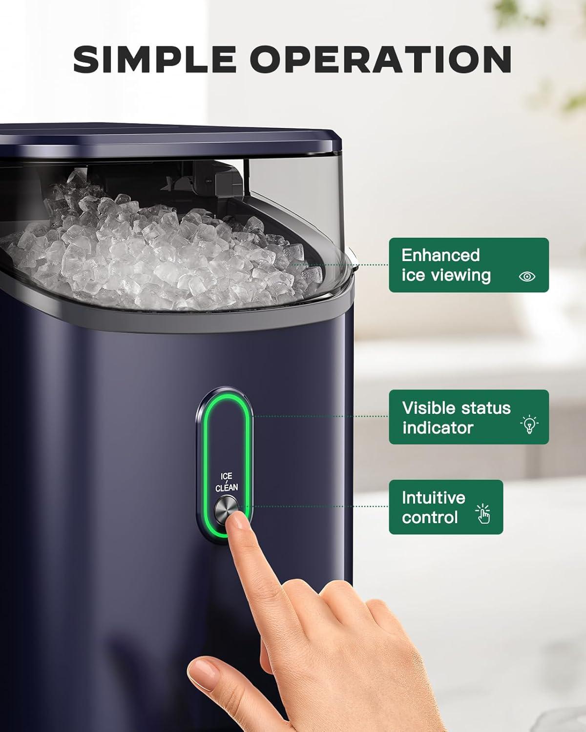 imageSilonn Nugget Ice Maker Countertop Pebble Ice Maker with Soft Chewable Ice OneClick Operation Ice Machine with SelfCleaning 33lbs24H for HomeKitchenOfficeBlue