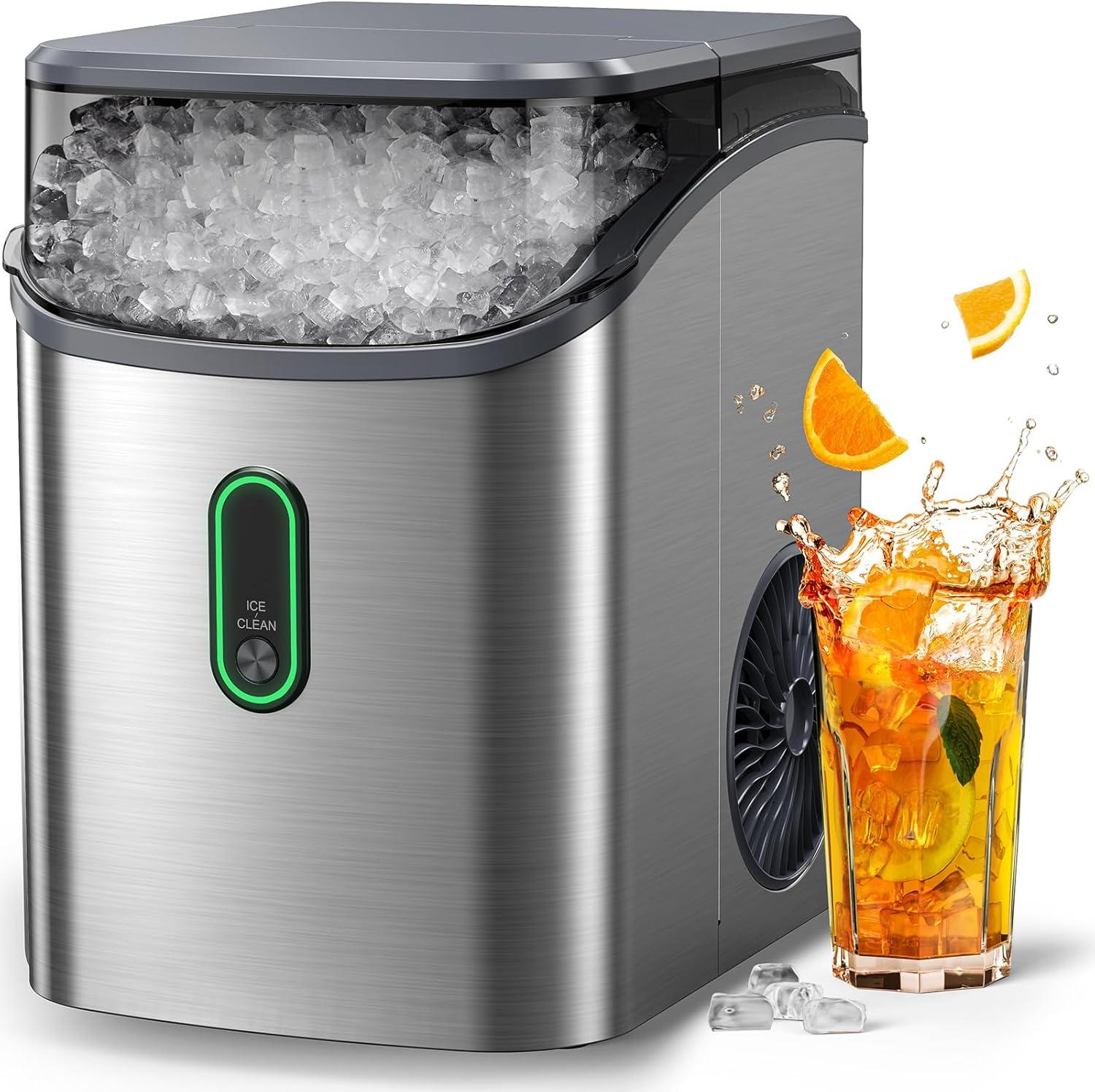 imageSilonn Nugget Ice Maker Countertop Pebble Ice Maker with Soft Chewable Ice OneClick Operation Ice Machine with SelfCleaning 33lbs24H for HomeKitchenOfficeStainless Steel