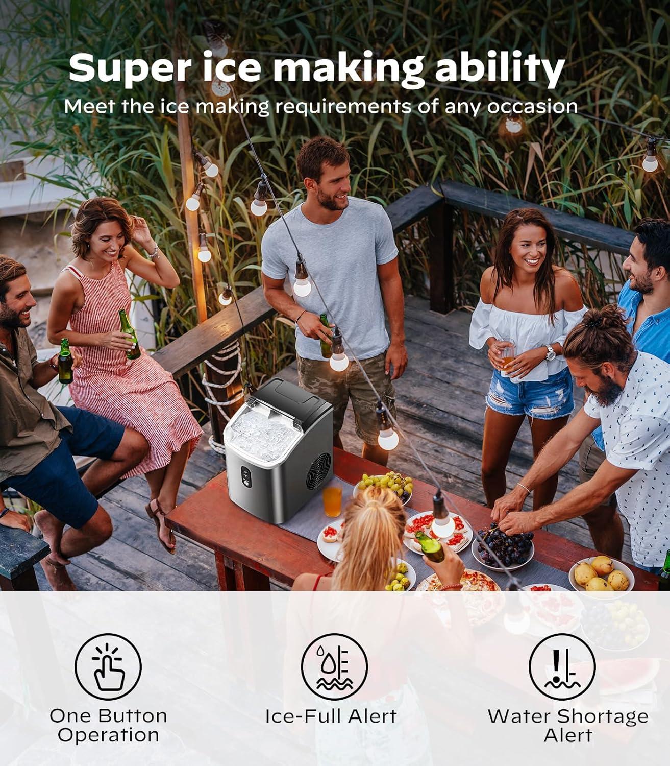 imageSilonn Nugget Ice Maker Countertop Pebble Ice Maker with Soft Chewable Ice OneClick Operation Ice Machine with SelfCleaning 33lbs24H for HomeKitchenOfficeStainless Steel17T