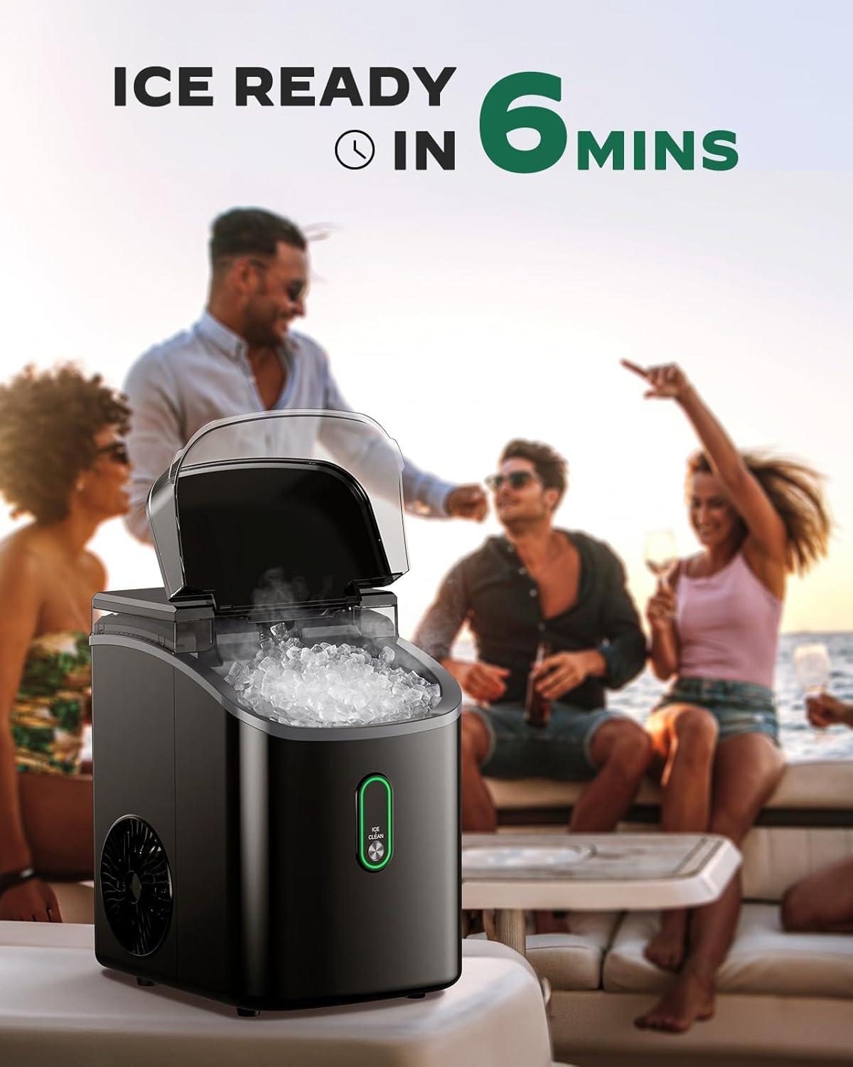 imageSilonn Nugget Ice Maker Countertop Pebble Ice Maker with Soft Chewable Ice OneClick Operation Ice Machine with SelfCleaning 33lbs24H for HomeKitchenOfficeBlack