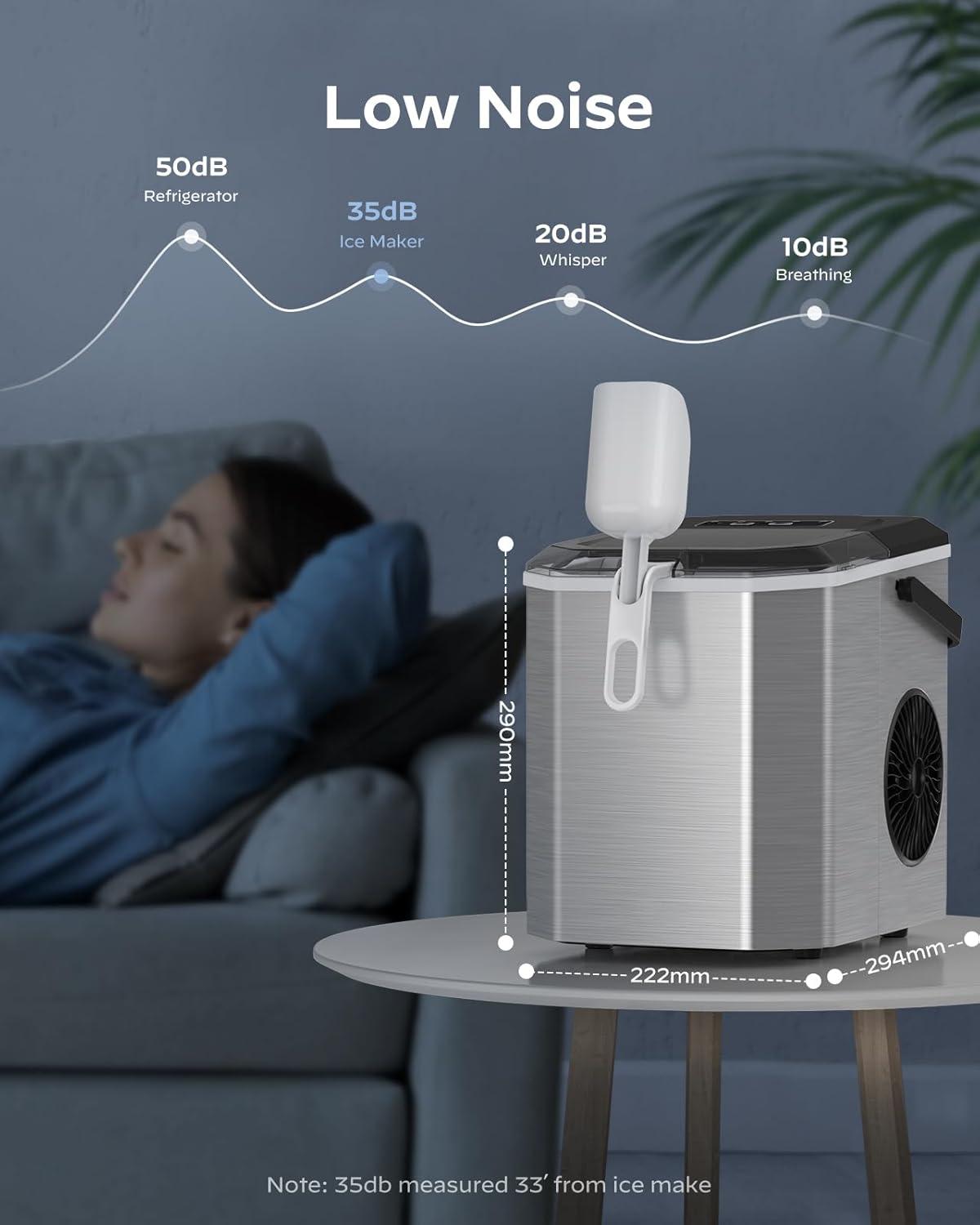 imageSilonn Nugget Ice Maker Countertop Pebble Ice Maker with Soft Chewable Ice OneClick Operation Ice Machine with SelfCleaning 33lbs24H for HomeKitchenOfficeUpgraded Stainless Steel