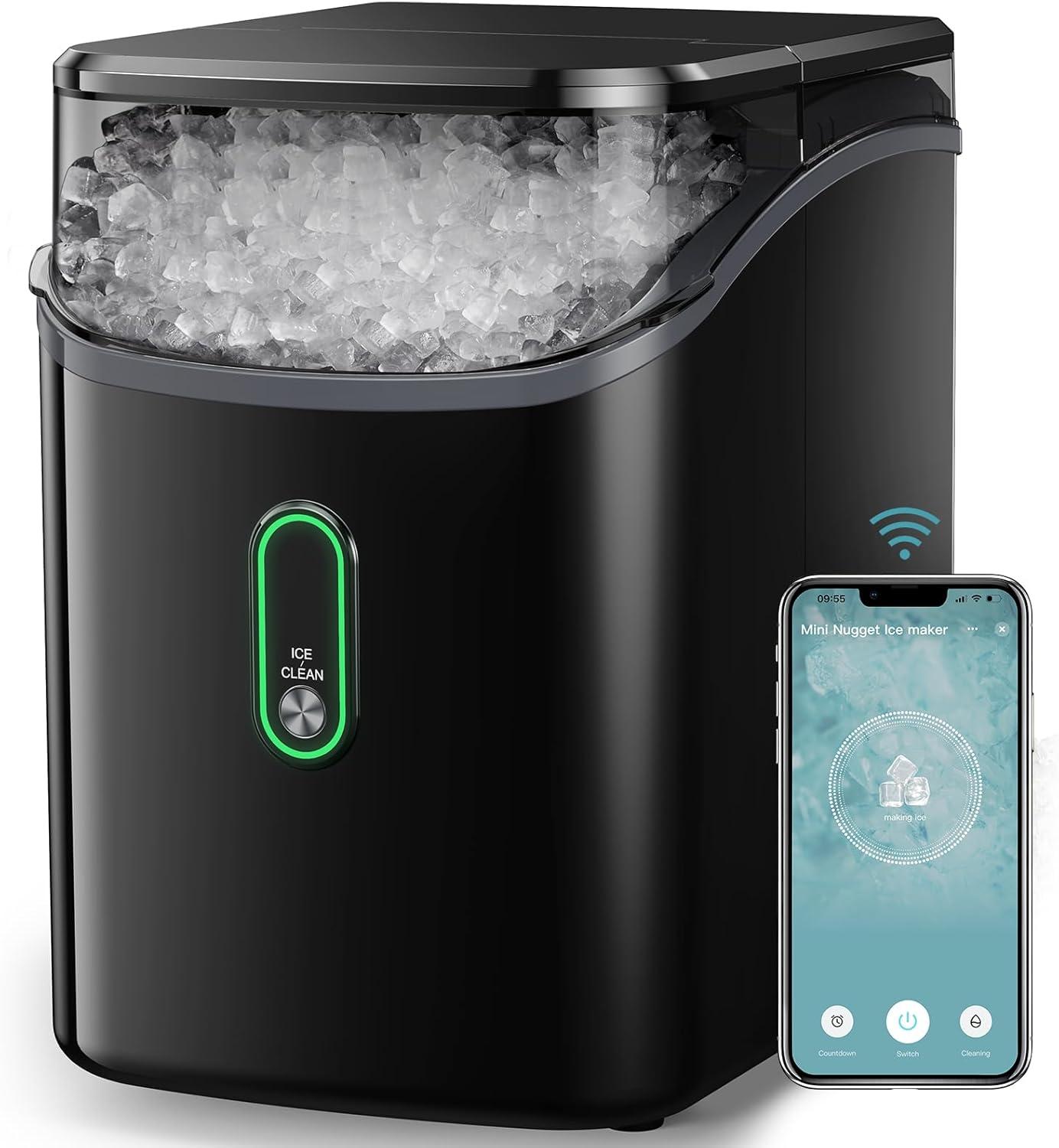 imageSilonn Nugget Ice Maker Countertop Pebble Ice Maker with Soft Chewable Ice OneClick Operation Ice Machine with SelfCleaning 33lbs24H for HomeKitchenOfficeJet Black