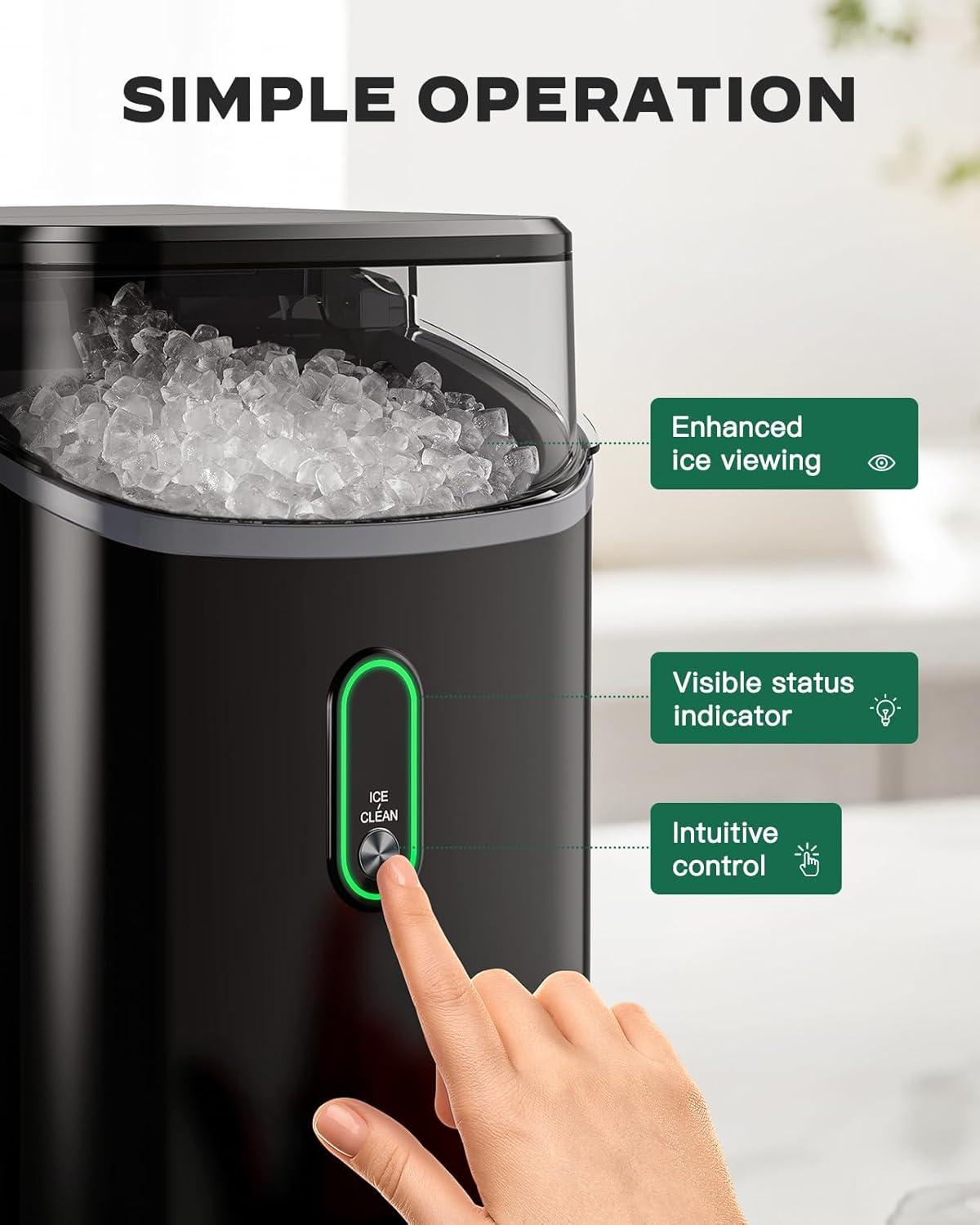 imageSilonn Nugget Ice Maker Countertop Pebble Ice Maker with Soft Chewable Ice OneClick Operation Ice Machine with SelfCleaning 33lbs24H for HomeKitchenOfficeBlack