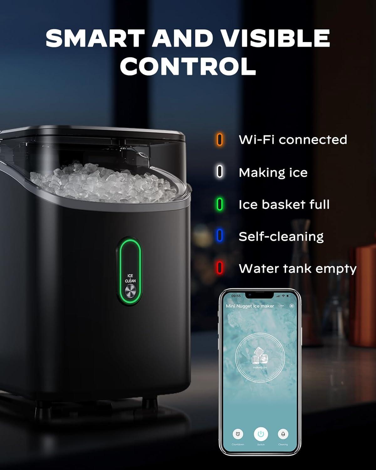 imageSilonn Nugget Ice Maker Countertop Pebble Ice Maker with Soft Chewable Ice OneClick Operation Ice Machine with SelfCleaning 33lbs24H for HomeKitchenOfficeJet Black