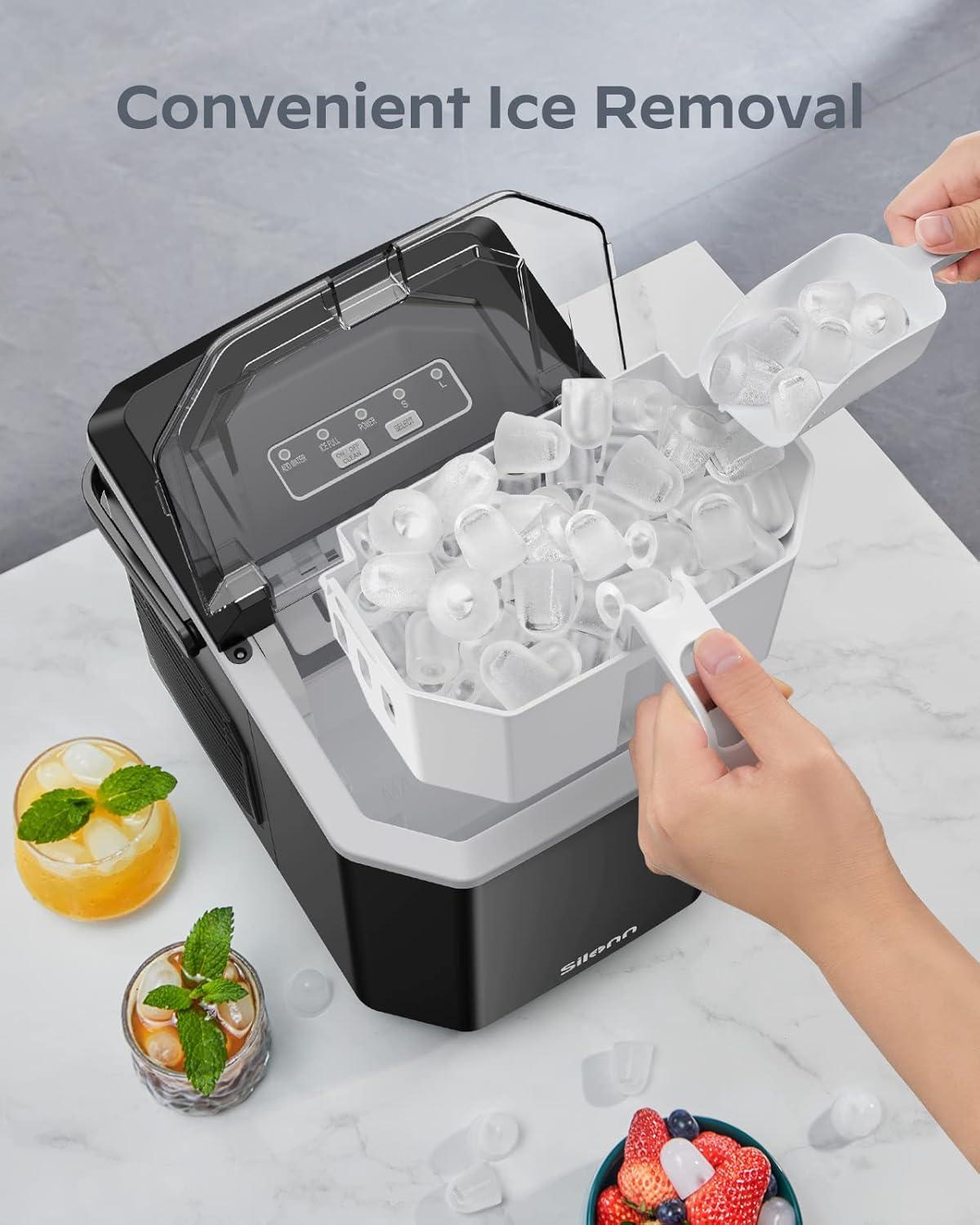 imageSilonn Nugget Ice Maker Countertop Pebble Ice Maker with Soft Chewable Ice OneClick Operation Ice Machine with SelfCleaning 33lbs24H for HomeKitchenOfficeJet Black